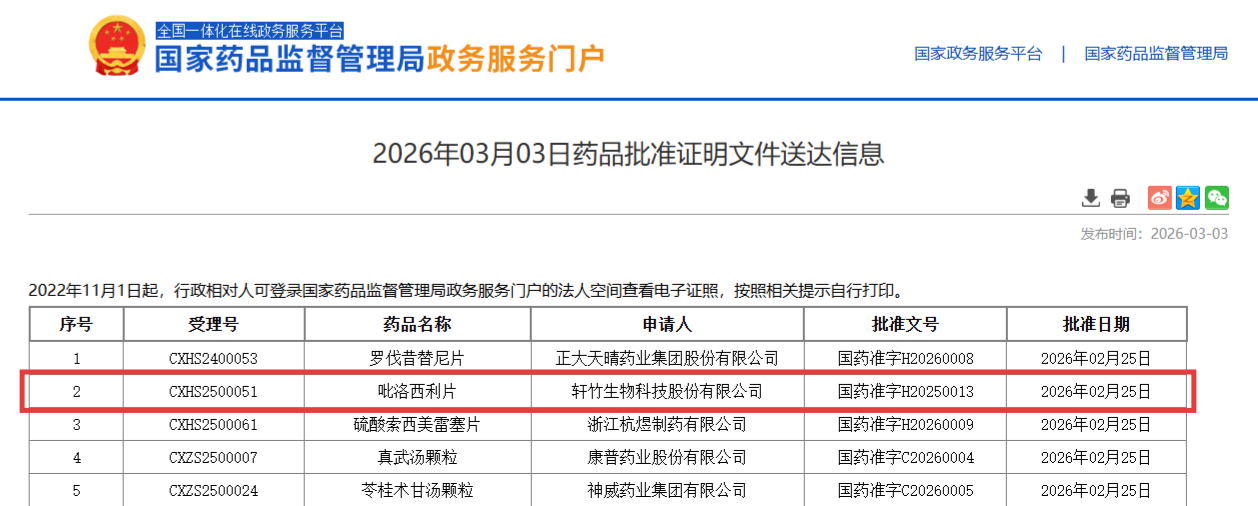 NMPA approval notice