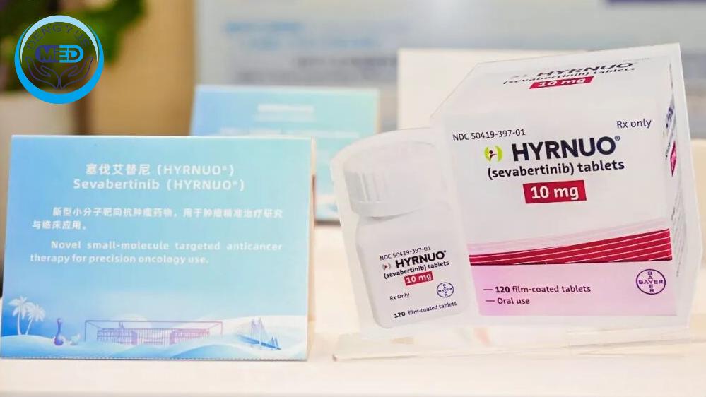 Hyrnuo (sevabertinib) 10 mg tablets packaging on display