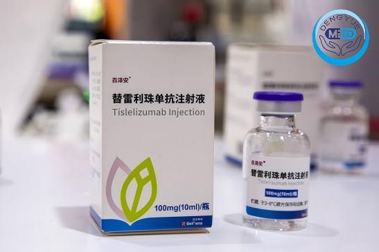 Tislelizumab (Tevimbra) injection vial and carton